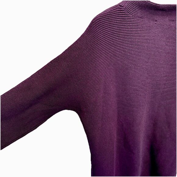 Lands’ End Ribbed Mock-Neck Dolman Pullover Sweater Plum Burgundy Womens L 14-16 - Picture 2 of 8
